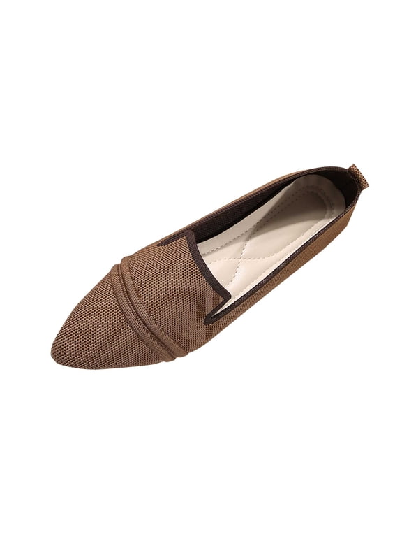 Women's Breathable Comfortable Pointed Toe Casual Shoes for Spring Summer Fashion Flat Walking Slip On Loafers Brown Women Sandal