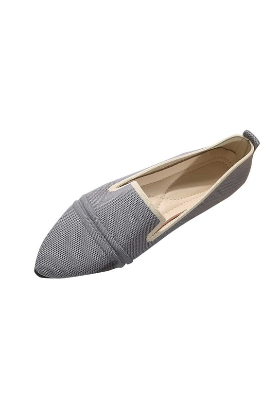 Women's Breathable Comfortable Pointed Toe Casual Shoes for Spring Summer Fashion Flat Walking Slip On Loafers Gray Women Sandal