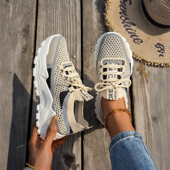 Women's Breathable Comfortable Sneakers Lightweight Casual Walking Shoes for Everyday Wear with Elastic Closure (Gray,42)