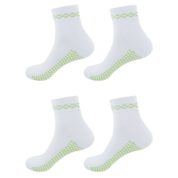 Women's Breathable Cotton Anklet Socks - Plaid Bottom, Green - 4prs