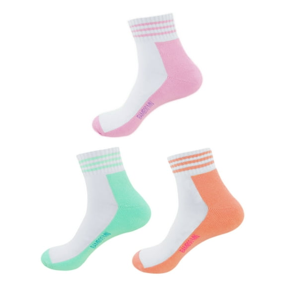 Women's Breathable Cotton Anklet Socks w/ Extra Thick Solid Bottom, Assortment 98 - 3prs