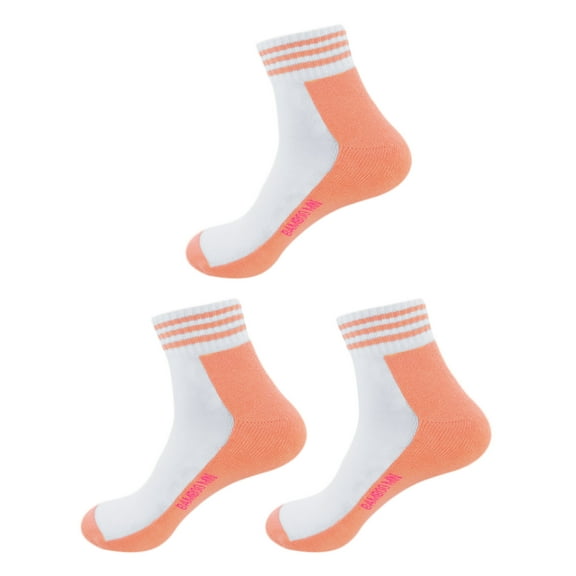 Women's Breathable Cotton Anklet Socks w/ Extra Thick Solid Bottom, Orange - 3prs