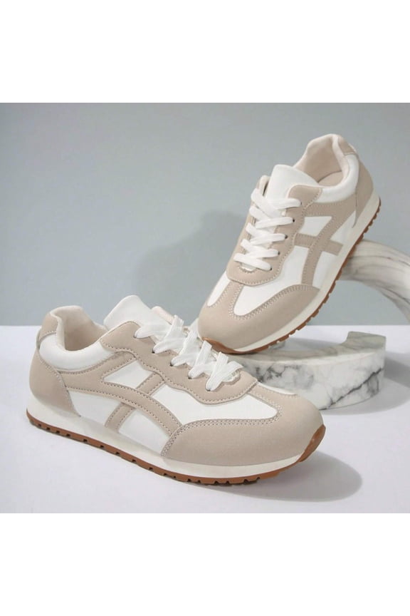 Women’s Breathable Fabric Upper Non-Slip Outsole Walking, Tennis & Running Shoes - Fashionable Colorblock Design Wide Toe Sneakers 2026