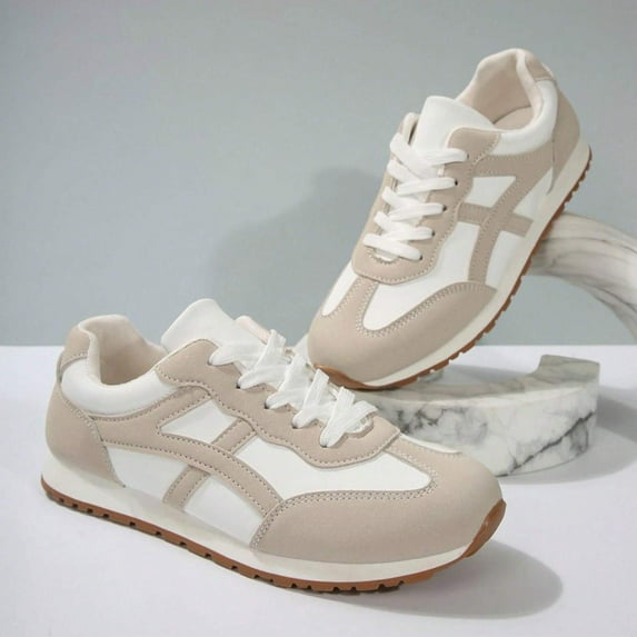 Women’s Breathable Fabric Upper Non-Slip Outsole Walking, Tennis & Running Shoes - Fashionable Colorblock Design Wide Toe Sneakers 2026