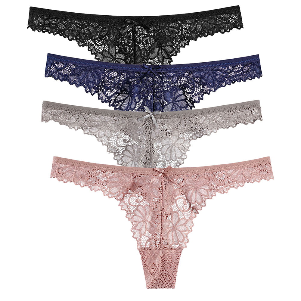 Pack (of 3) Women Floral Lace Thong Underwear, Snazzyway