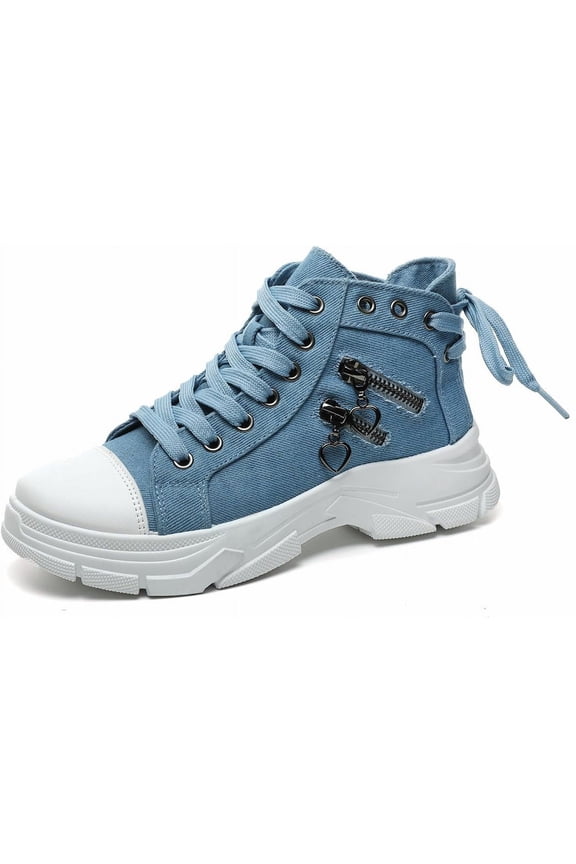 Women's Breathable High-Top Sneakers - Lightweight Platform Canvas | Ideal for Walking