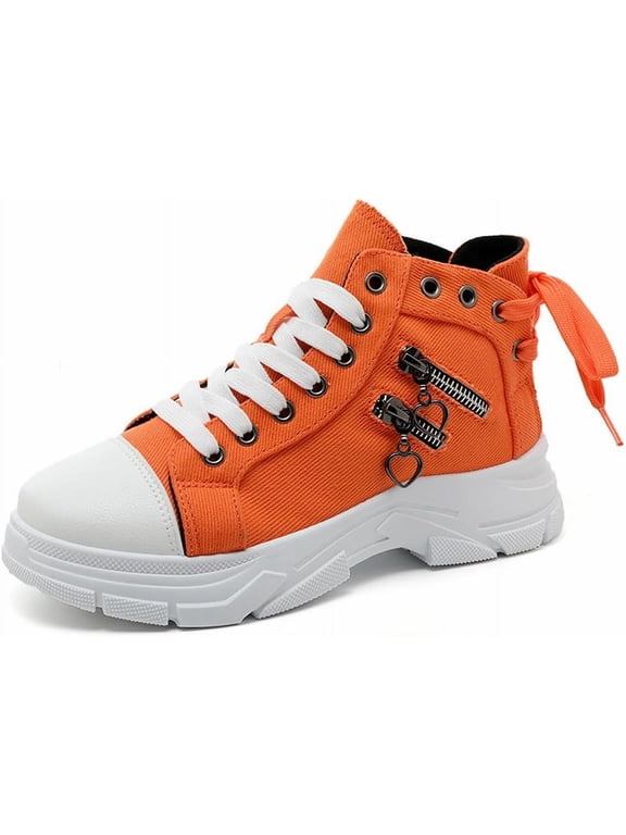 Women's Breathable High-Top Sneakers - Lightweight Platform Canvas | Ideal for Walking
