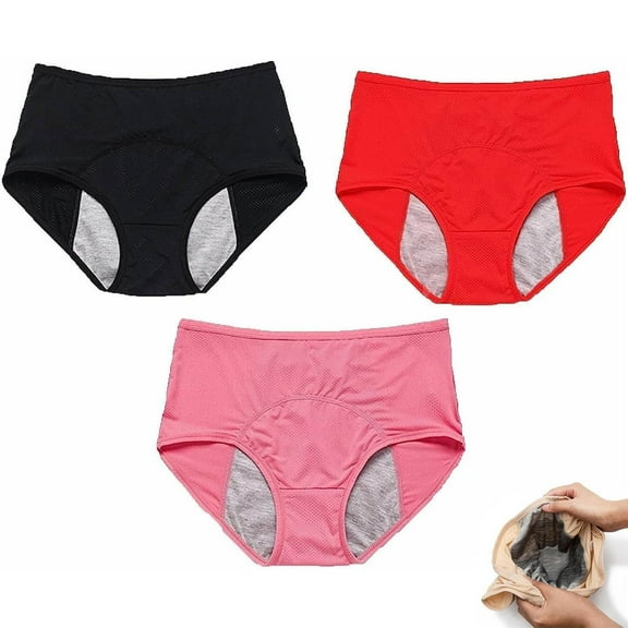 Women's Breathable High Waist Leak Proof Mesh Panties 3PC Comfortable Menstrual Underwear for Everyday Use