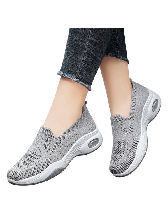 Women's Breathable Knit Platform Sole Height-Boosting Sole Walking Shoes Supportive Lightweight Everyday Shoes and Comfortable Fit Knit Upper Breathable Design Supportive Everyday Footwear