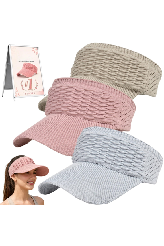 Women's Breathable Knit Sun Visor Hat for Sun Protection Sports Golf Ponytail Hats Summer Wide Brim Elastic