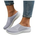 thumbnail image 1 of Women's Breathable Knit Walking Mules Fashion Backless Slip On Sneakers Soft Sole Non Slip Walking Shoes Gray Size 7.5, 1 of 7