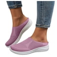 thumbnail image 1 of Women's Breathable Knit Walking Mules Fashion Backless Slip On Sneakers Soft Sole Non Slip Walking Shoes Purple Size 6.5, 1 of 7