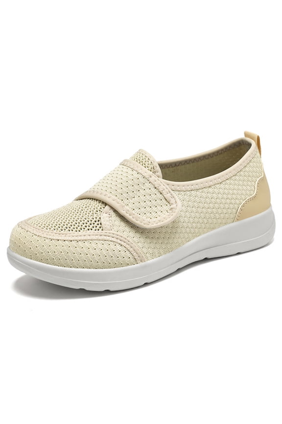 Women's Breathable Knit Walking Shoes, Lightweight Wide Fit Velcro Closure