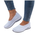 thumbnail image 1 of Women's Breathable Knitting Casual Flat Shoes Wedge Non Slip Walking Shoes Comfortable Low Top Slip On Mesh Loafers White Size 6.5, 1 of 6