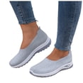 thumbnail image 1 of Women's Breathable Knitting Casual Flat Shoes Wedge Non Slip Walking Shoes Comfortable Low Top Slip On Mesh Loafers Gray Size 7, 1 of 8
