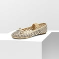 thumbnail image 1 of Women’s Breathable Lightweight Rhinestone Ballet Flats with Delicate Bow and Elastic Strap, 1 of 7