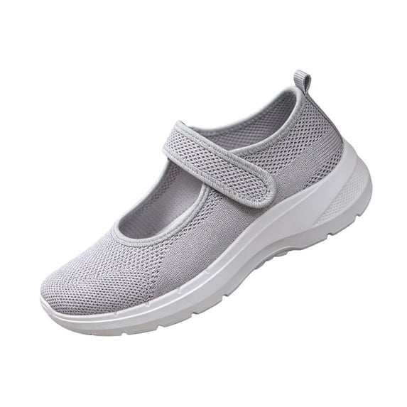 Women's Breathable Mary Jane Sneakers - Adjustable Strap Casual Walking Shoes, Lightweight Non-Slip Flats, 38
