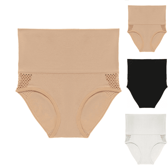 Women's Breathable Mesh High Waist Shapewear Briefs, Tummy Control Compression Underwear, Seamless Slimming Body Shaper Panties,Complexion M