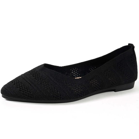 Women's Breathable Mesh Knit Ballet Flats Bow Pointed Toe Comfortable Slip On Shoes