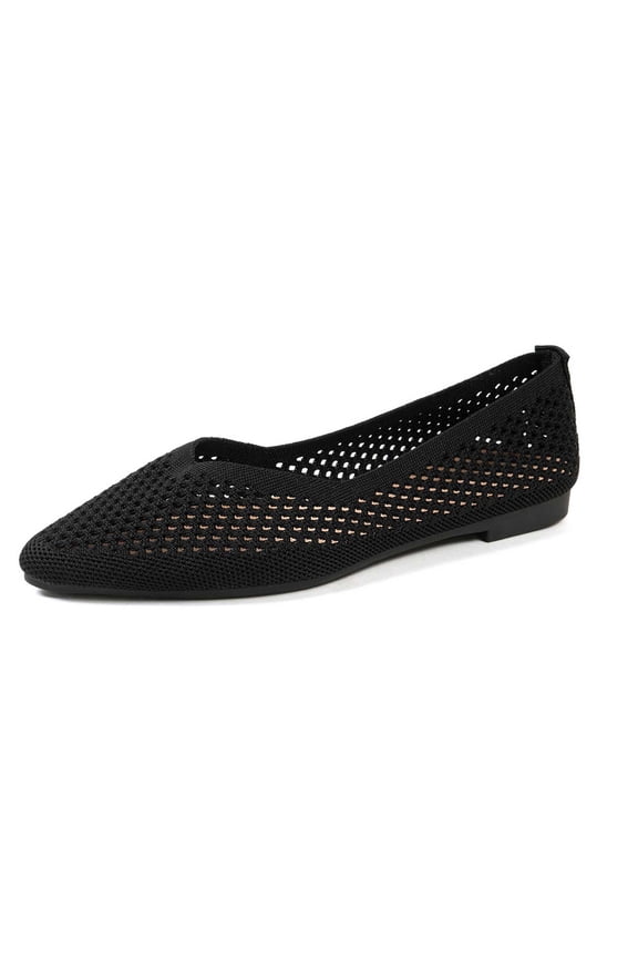 Women's Breathable Mesh Knit Ballet Flats Bow Pointed Toe Comfortable Slip On Shoes