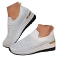thumbnail image 1 of Women's Breathable Mesh Rhinestone Sneakers, Slip On Glitter Sneakers with Arch Support, Lightweight Wedge Platform Rhinestone Shoes, Casual Glam Rhinestone Sneakers, 37, 1 of 7