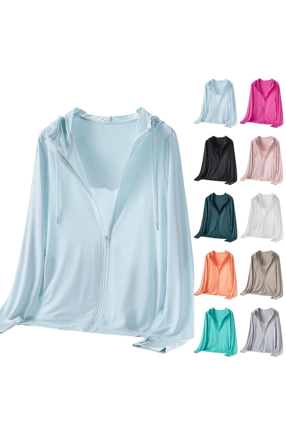 Women's Breathable Mesh Sun Protection Jacket with Hood and Full Zip Featuring Lightweight Cooling Fabric and Thumb Holes Light Brown XXXXL