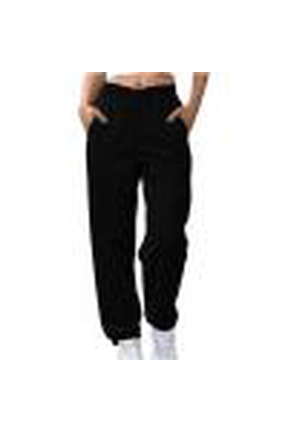 Women's Breathable Relaxed Jogger Pants Solid Color Casual Ankle Strap Side Pocket Elastic Waist Pocket Sweatpants Versatile Casual Stylish Cozy Cross-over Waist Elastic Cuffs Trousers for Women