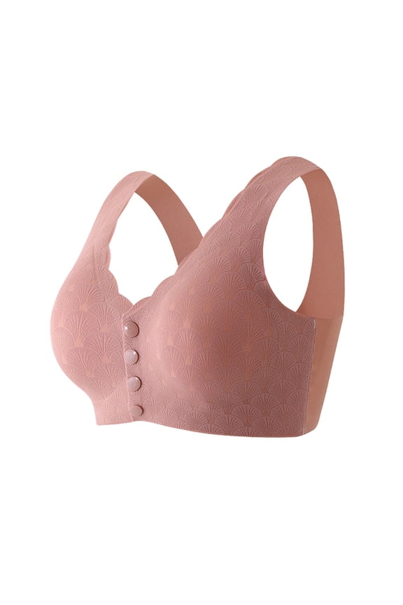 Women’s Breathable Seamless Bra Summer Thin Style Supportive Bust Lifting Design Traceless Comfort Fit for Daily Wear, XXL, Pink
