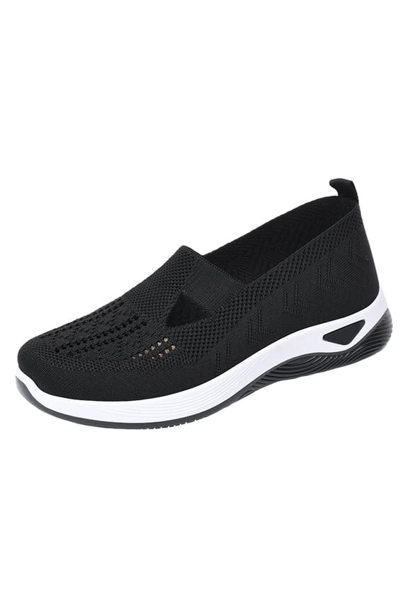 Women's Breathable Slip-On Sneakers, Elastic Knit Fabric with Cloud Foam Midsole, Perfect for Casual Wear, Nursing & All-Day Comfort Black 35
