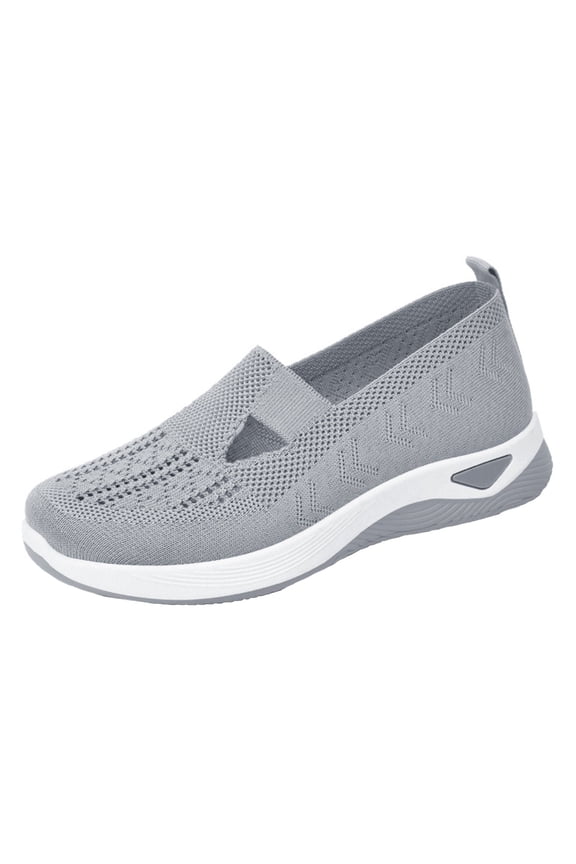 Women's Breathable Slip-On Sneakers, Elastic Knit Fabric with Cloud Foam Midsole, Perfect for Casual Wear, Nursing & All-Day Comfort Gray 35