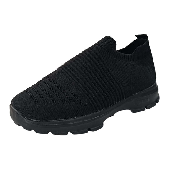 Women's Breathable Slip On Sneakers Soft Sole Non Slip Running Shoes Lightweight Mesh Casual Walking Shoes Black Size 8
