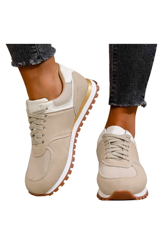 Women's Breathable Slip On Sneakers Versatile Lightweight Mesh Lace Up Running Shoes Comfortable Non Slip Work Shoes White Size 9