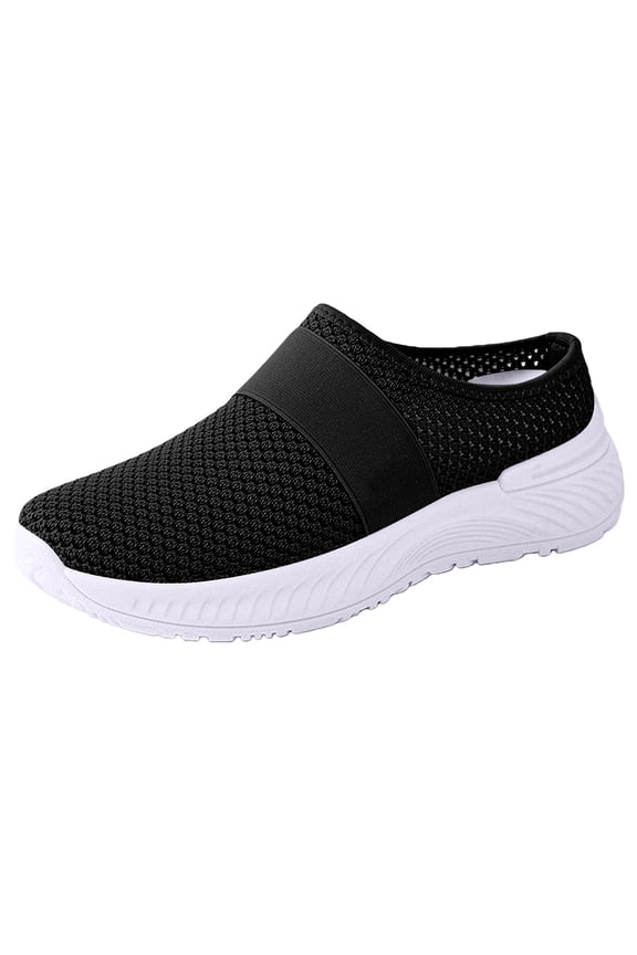 Women’s Breathable Slip-On Walking Shoes with Flexible Cushion Sole Comfortable Non Slip Casual Easy On Sneakers Black 36