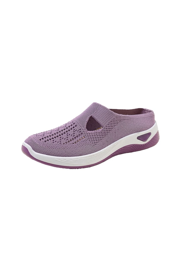 Women’s Breathable Slip-On Walking Shoes with Flexible Cushion Sole Comfortable Non Slip Casual Easy On Sneakers Light Purple 43