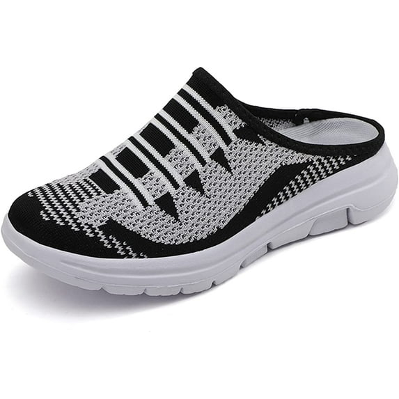 Women's Breathable Walking Mules Shoes - Lightweight Garden Clogs Casual Mesh Sneakers Open Back Slip-on House Shoes