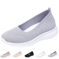 thumbnail image 1 of Women’s Breathable Walking Shoes-Slip On Mesh Knitted Flats Soft Gym Sneakers Flexible Lightweight Casual Easy Shoes,Light Gray,37, 1 of 9