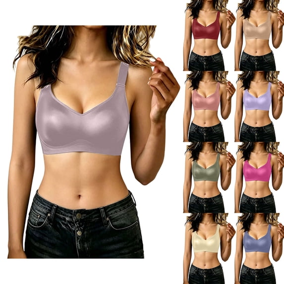 Women's Breathable Wireless Bra, Scarless Thin Underwear, Soft Support Large Bust Bra, No Underwire Pullover, Comfy Daily | TruBelle,Pink 4XL