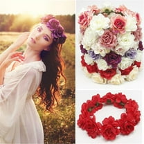 Women's Bridal Floral Garland Headband Flower Crown Hair Wreath Accessory