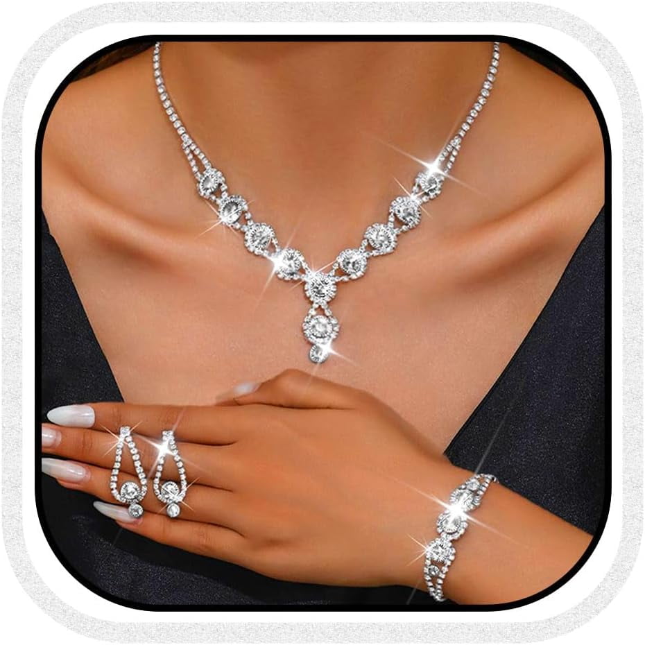 formal dress jewelry How To Wear to a Event in 2026 (With Photos) Get inspired by this Ballbella Sheath Royal Blue Straps Slit Front Square Sleeveless Jewelry Ruffles Long Stain Evening Dress with Beadings Women's Bridal Jewelry Set Rhinestone