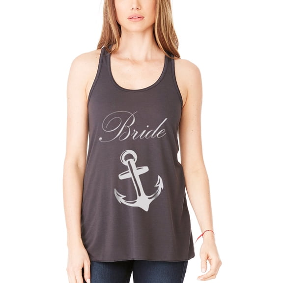Women's Bride Anchor Printed Flowy Racerback Tank Top