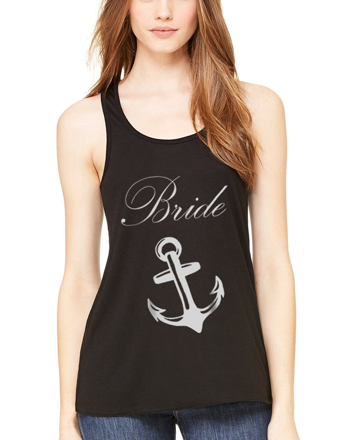 Women's Bride Anchor Printed Flowy Racerback Tank Top
