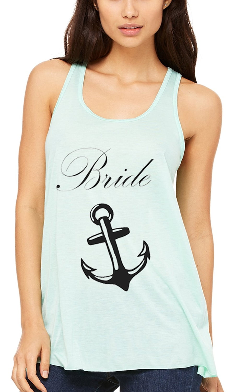 Women's Bride Anchor Printed Flowy Racerback Tank Top