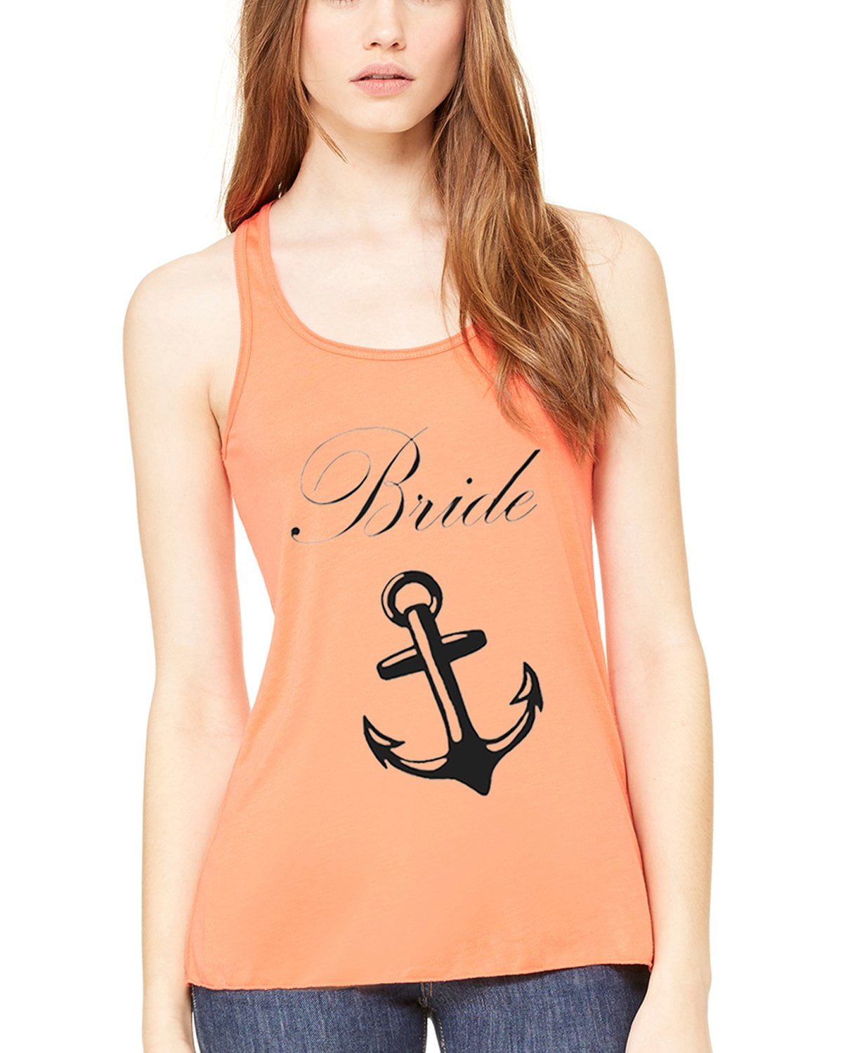 Women's Bride Anchor Printed Flowy Racerback Tank Top