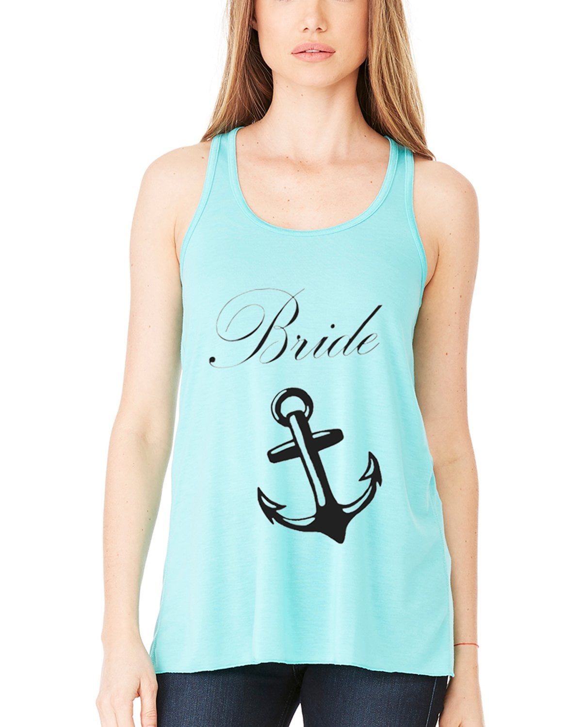 Women's Bride Anchor Printed Flowy Racerback Tank Top