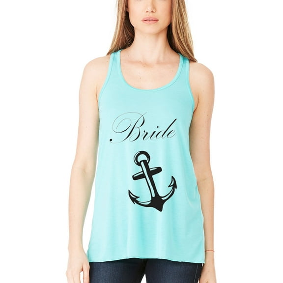 Women's Bride Anchor Printed Flowy Racerback Tank Top