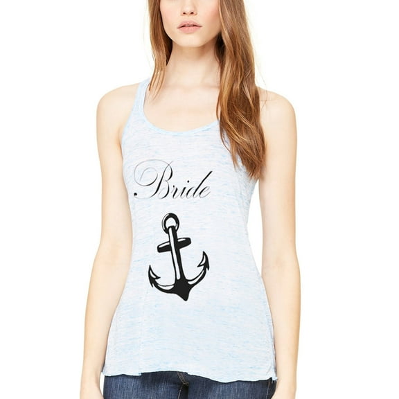 Women's Bride Anchor Printed Flowy Racerback Tank Top