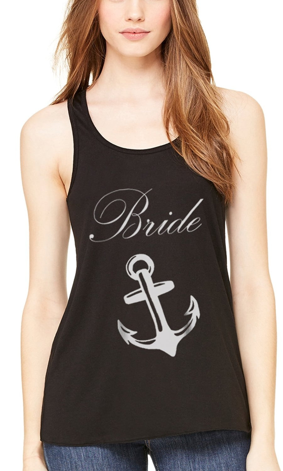 Women's Bride Anchor Printed Flowy Racerback Tank Top