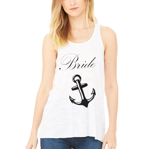 Women's Bride Anchor Printed Flowy Racerback Tank Top