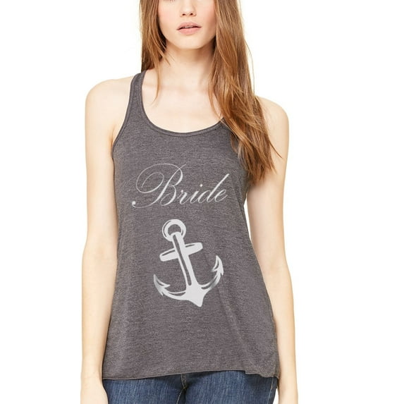 Women's Bride Anchor Printed Flowy Racerback Tank Top