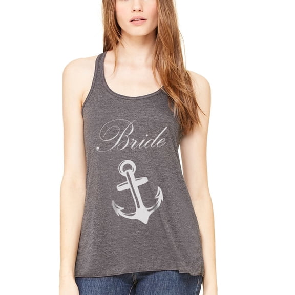 Women's Bride Anchor Printed Flowy Racerback Tank Top
